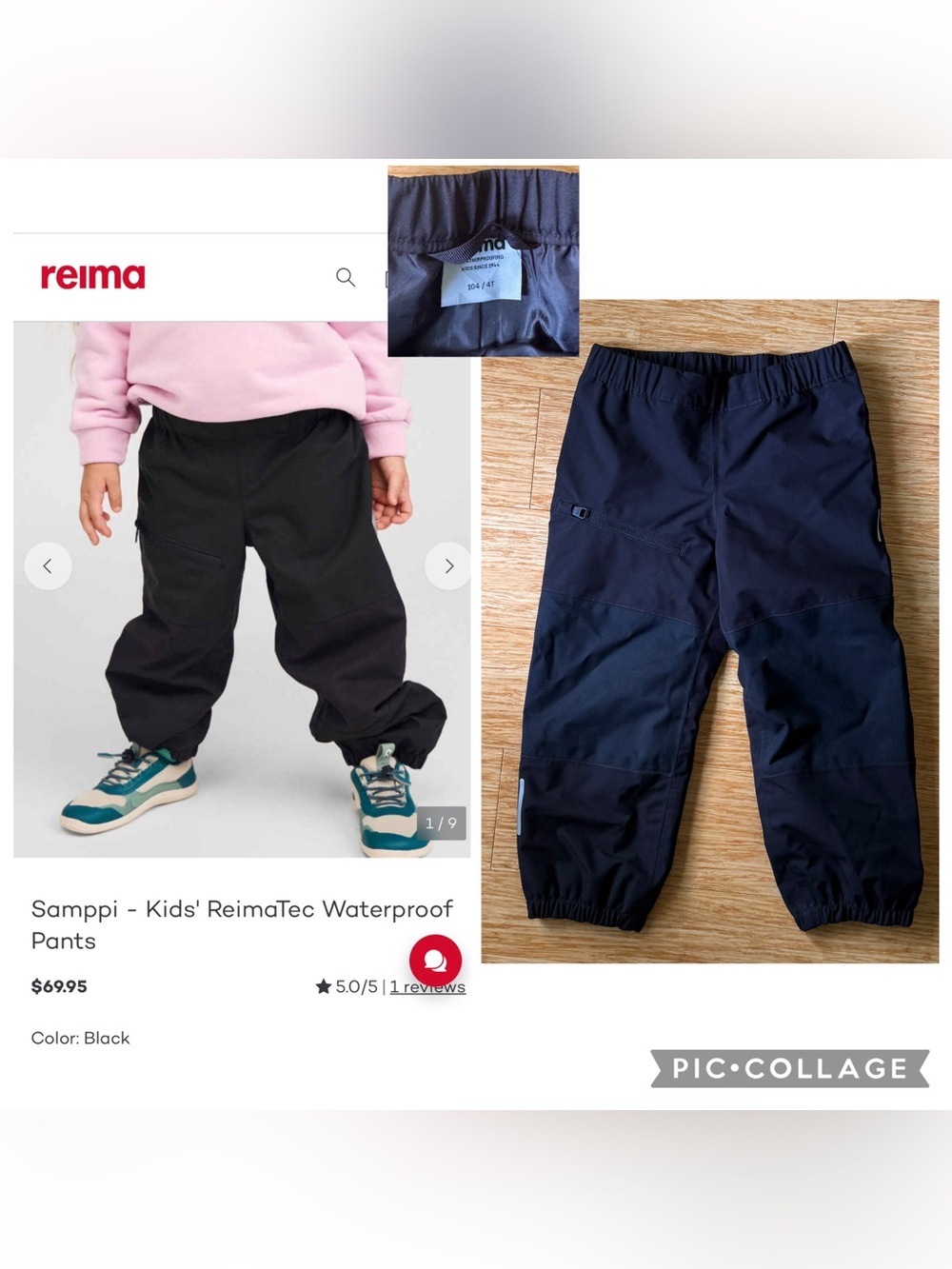 Toddler Boy Reima Samppi Waterproof Outdoor Pants in Black Size 4Y